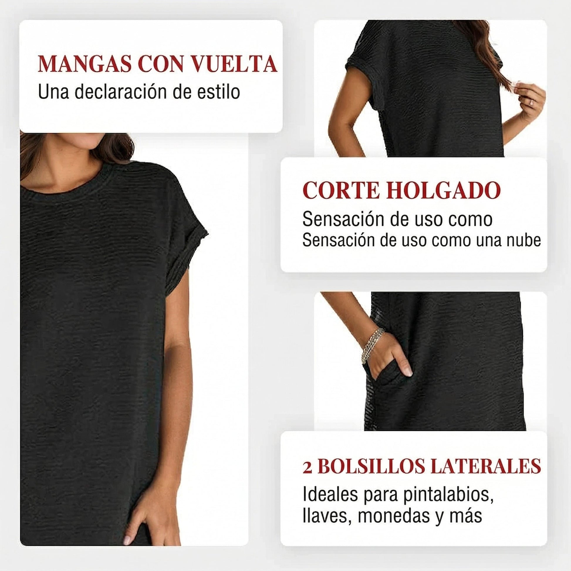 Renata - Vestido de mujer de corte relajado con bolsillos