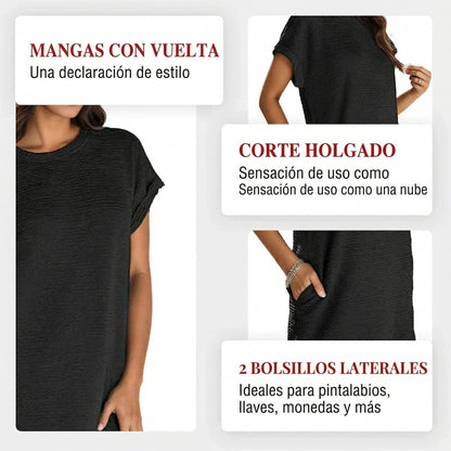 Renata - Vestido de mujer de corte relajado con bolsillos