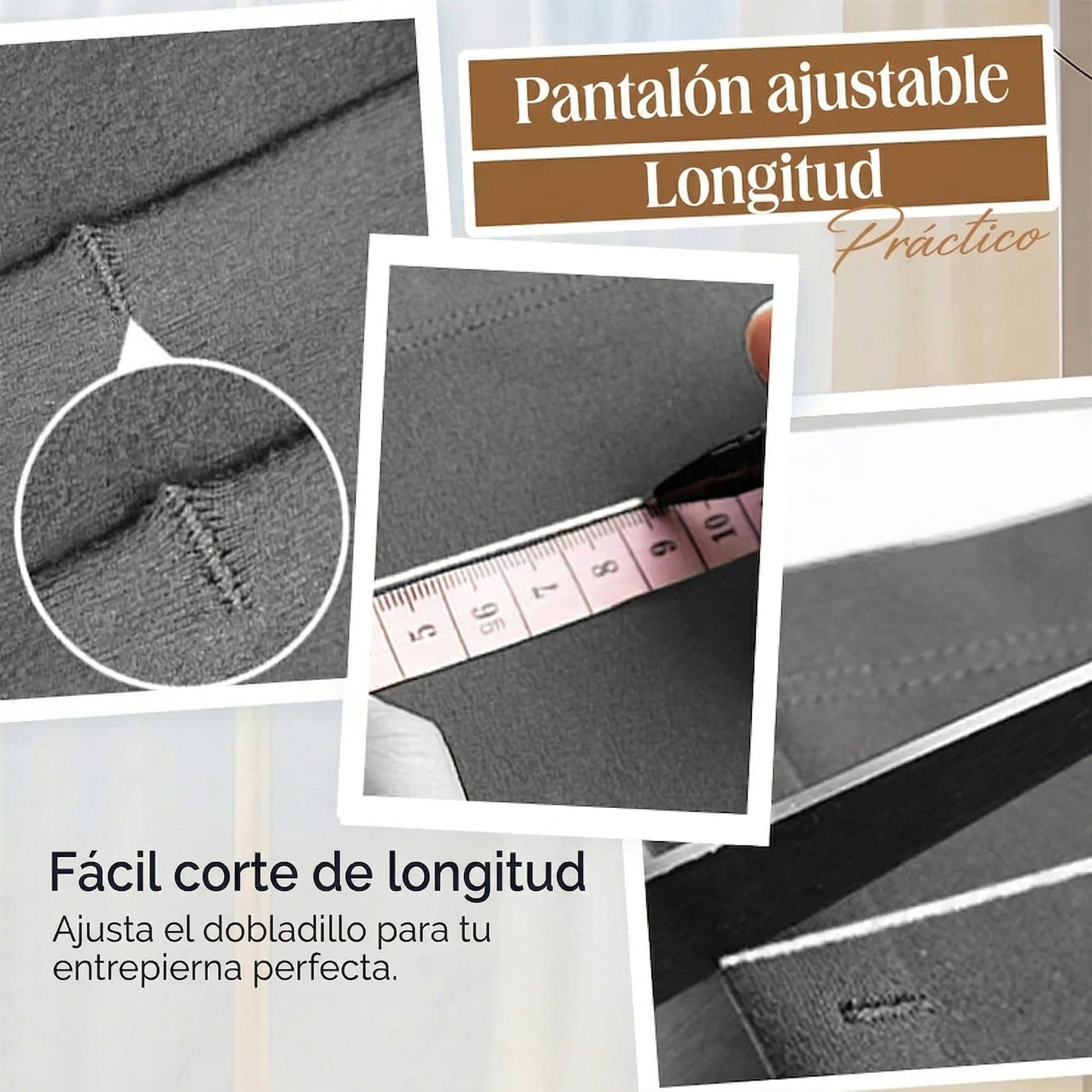 Naiara - Pantalón de tiro alto elástico y línea amplia