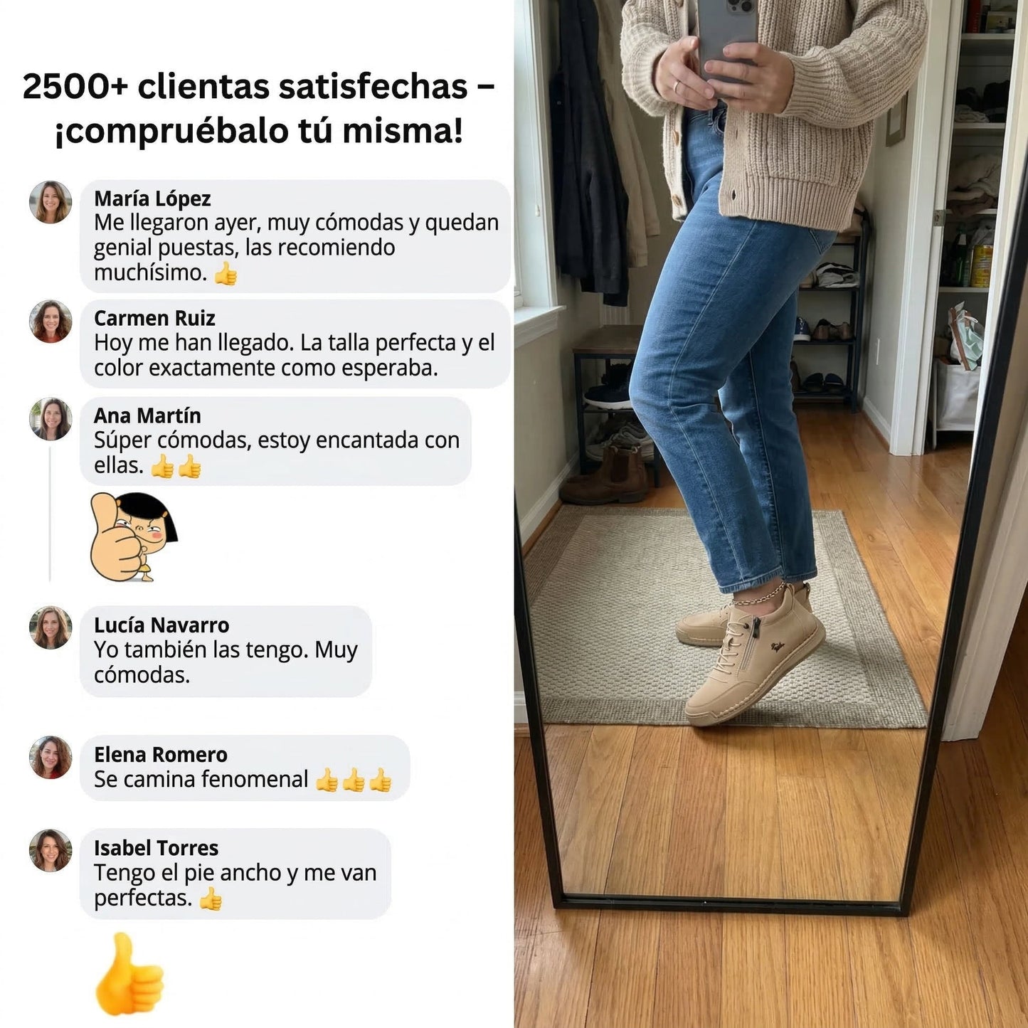 Amaia - Zapatillas ergonómicas de confort diario con cremallera
