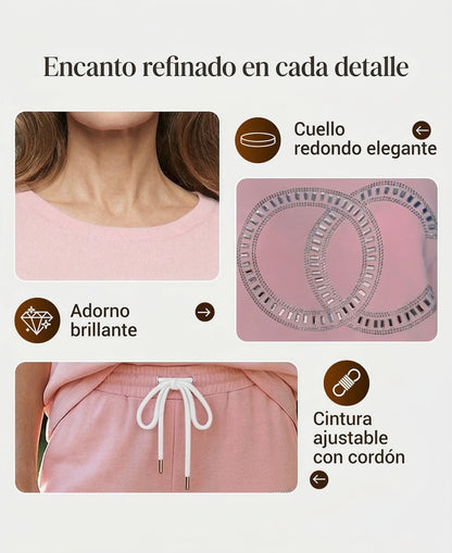 Nora - Conjunto de dos piezas con top y pantalón de corte relajado
