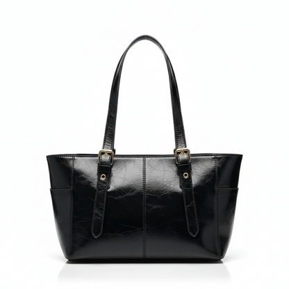 JAEWO - Bolso Tote en cuero Retro - Negro - CARMEN VELVET