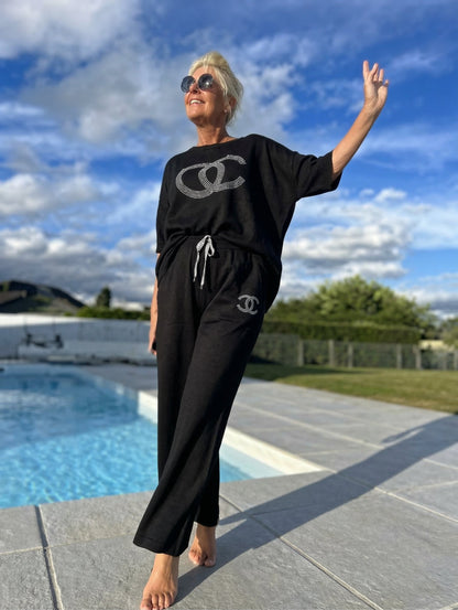 Nora - Conjunto de dos piezas con top y pantalón de corte relajado
