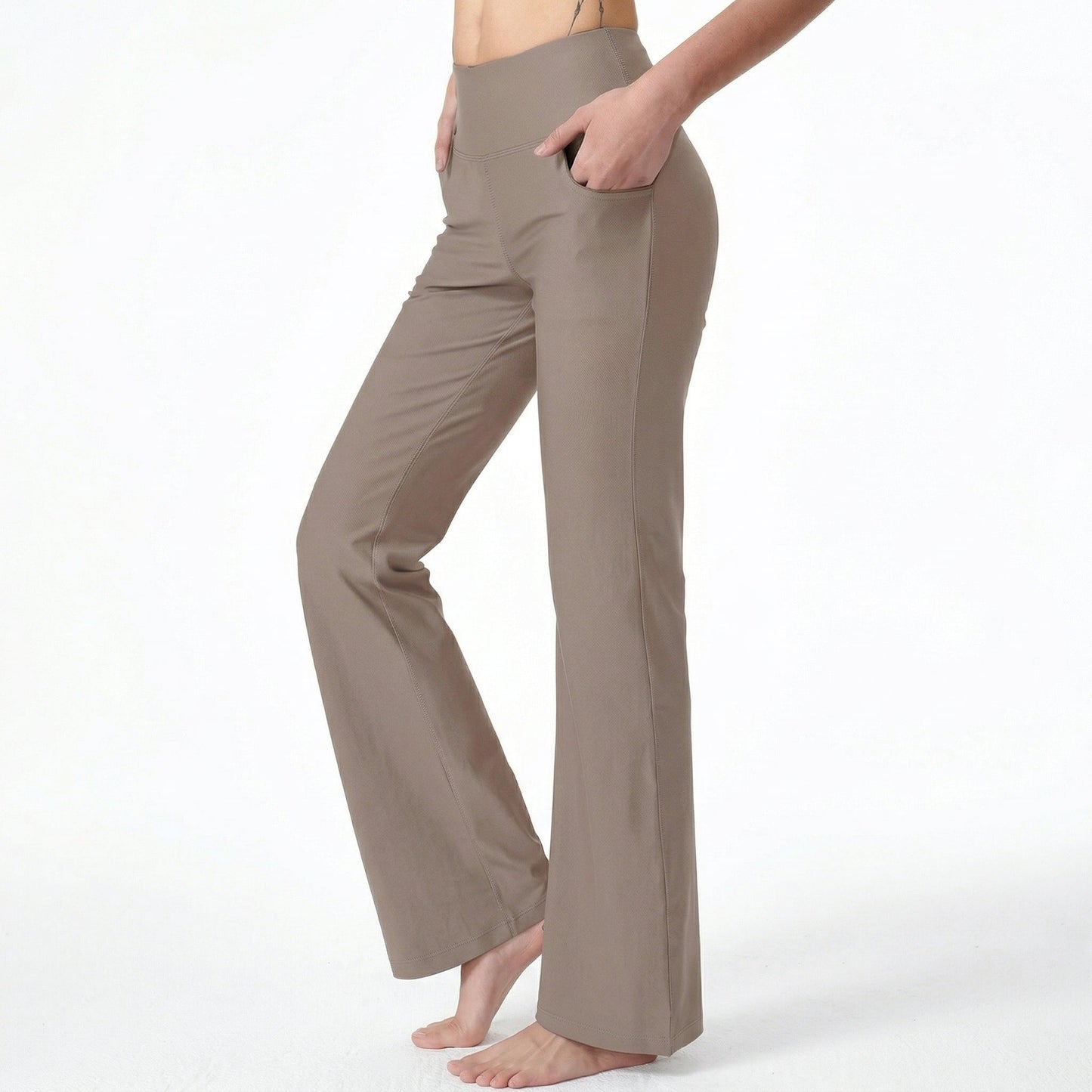 Naiara - Pantalón de tiro alto elástico y línea amplia