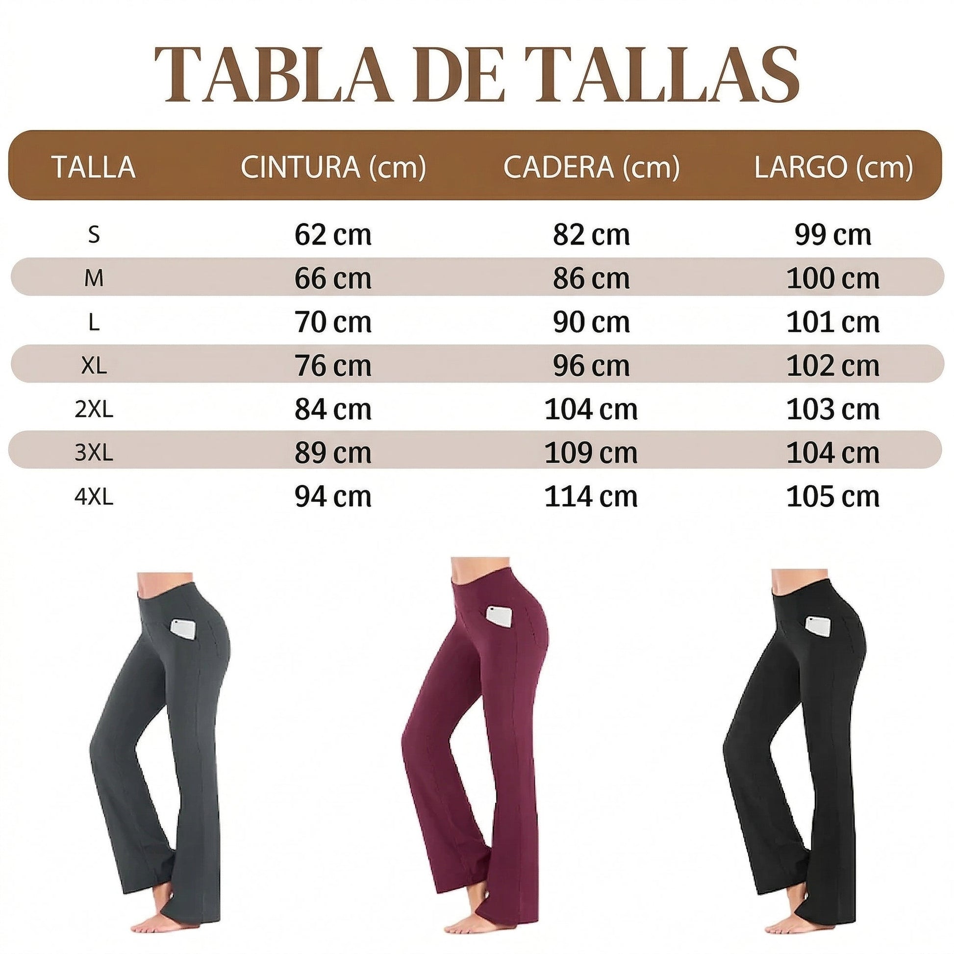 Naiara - Pantalón de tiro alto elástico y línea amplia