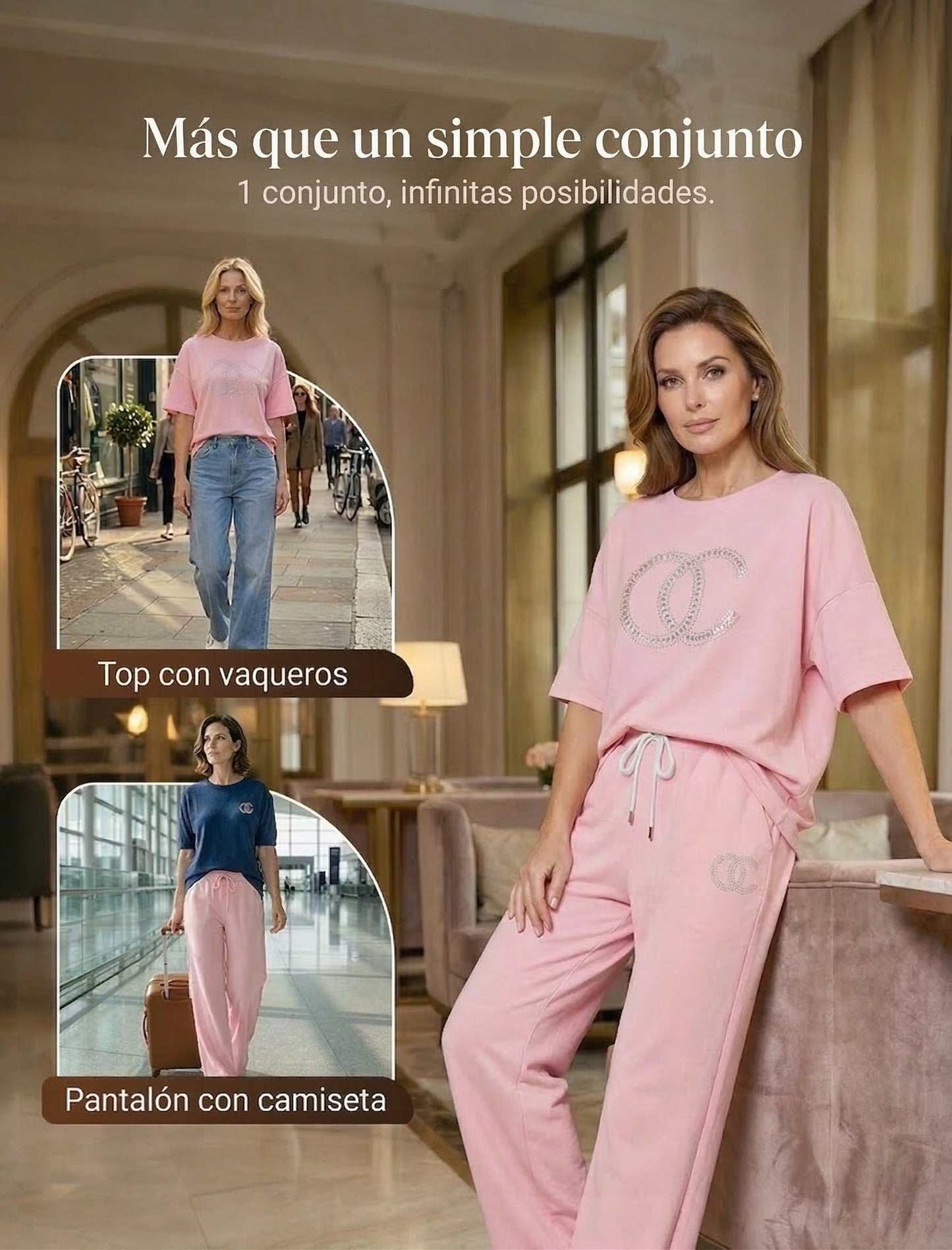 Nora - Conjunto de dos piezas con top y pantalón de corte relajado