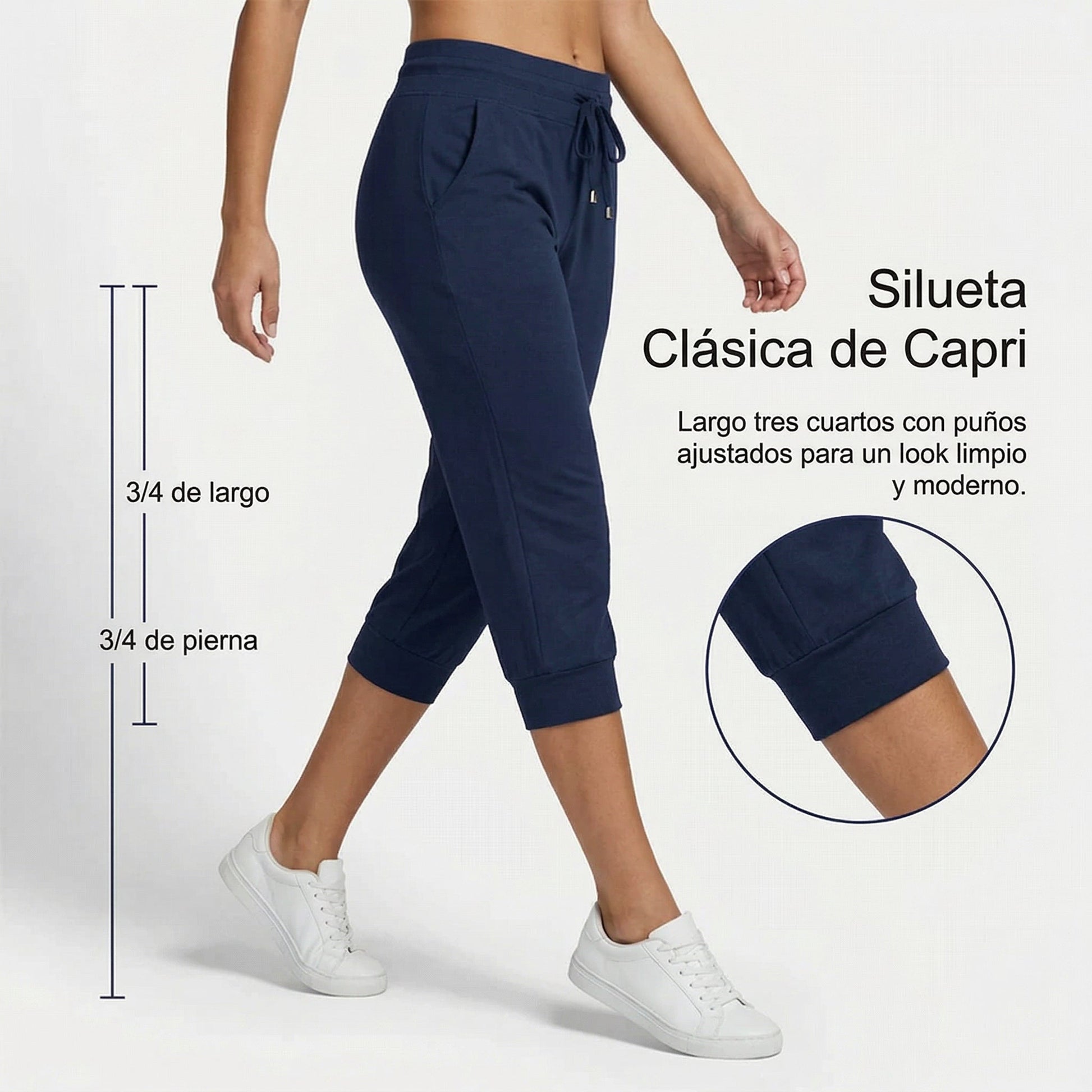 Selena - Pantalones capri con cordón en la cintura