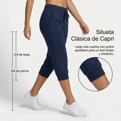 Selena - Pantalones capri con cordón en la cintura