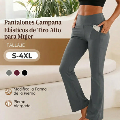 Naiara - Pantalón de tiro alto elástico y línea amplia