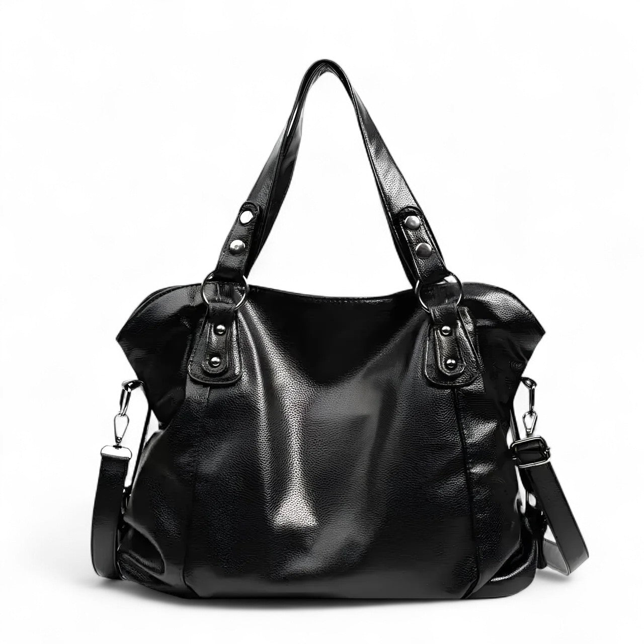 HÉRA - Bolso Grande en cuero suave negro - Negro - CARMEN VELVET