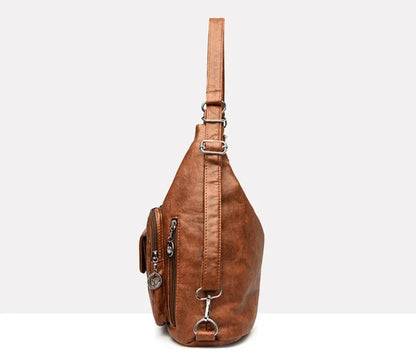 ODALIS - Bolso Bandolera en cuero multibolsillos - CARMEN VELVET