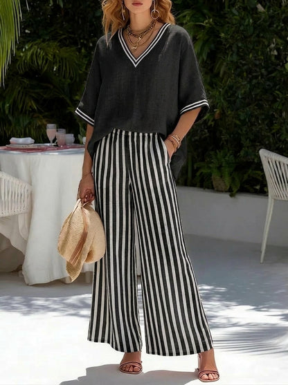 Lía - Conjunto con motivo de rayas elegante y de estilo diario