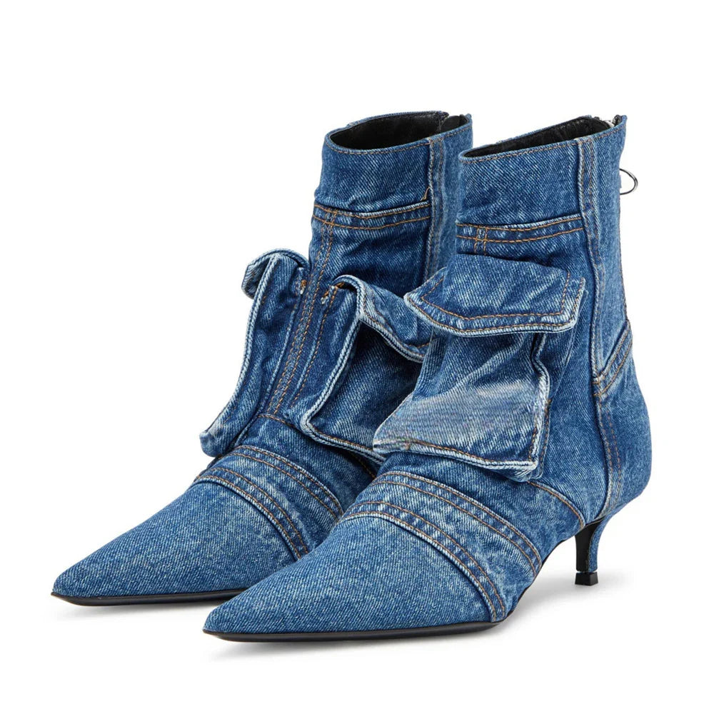 Teresa - Botines de diseño cargo en tejido tejano