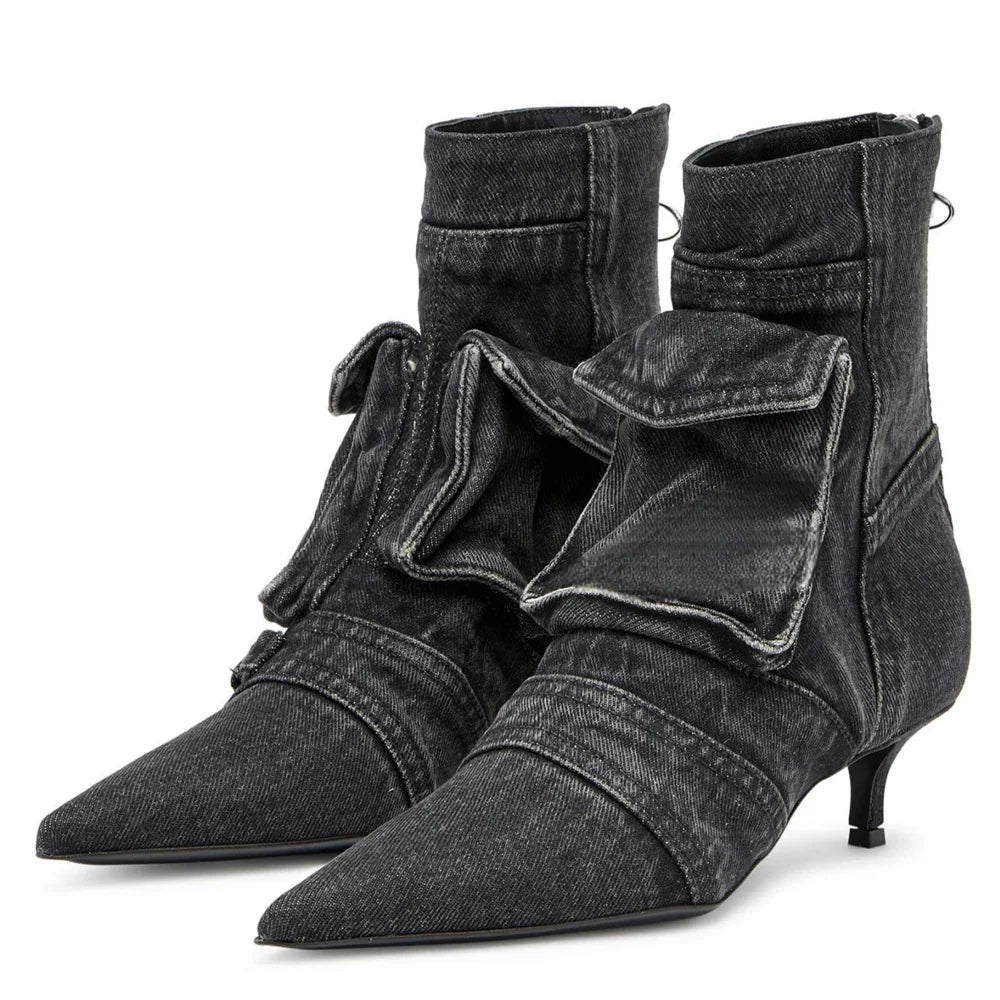 Teresa - Botines de diseño cargo en tejido tejano