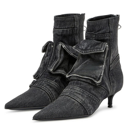 Teresa - Botines de diseño cargo en tejido tejano