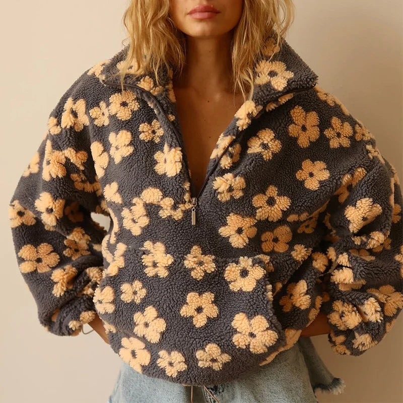 Violeta - Sudadera polar con motivo floral