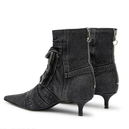 Teresa - Botines de diseño cargo en tejido tejano