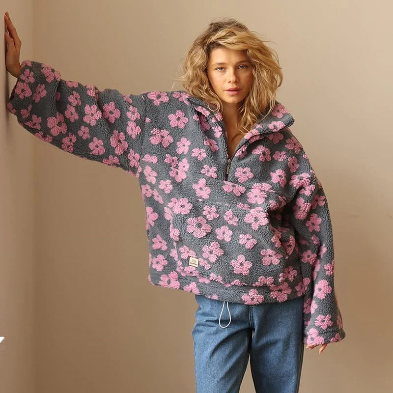 Violeta - Sudadera polar con motivo floral