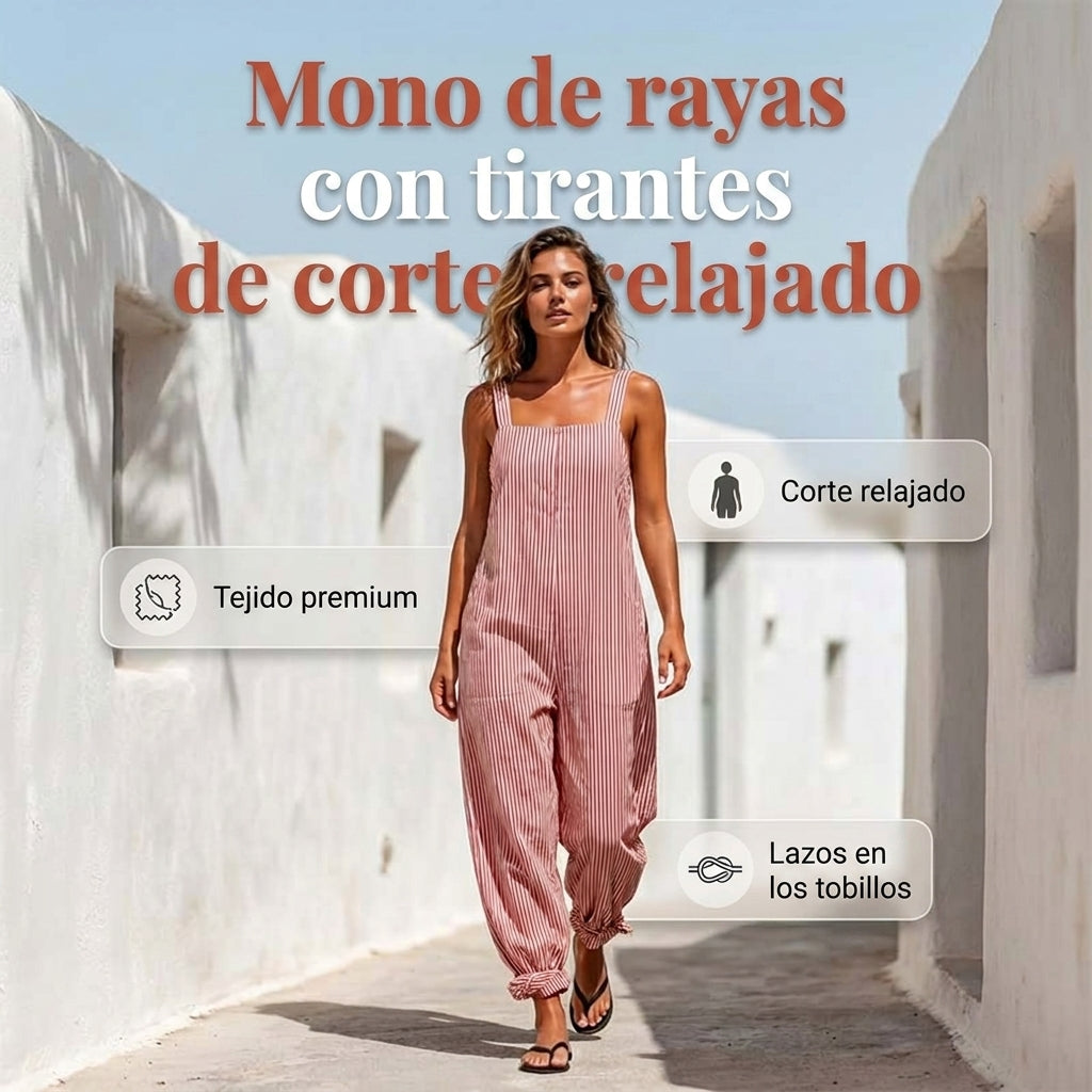 Alejandra - Mono a rayas con tirantes