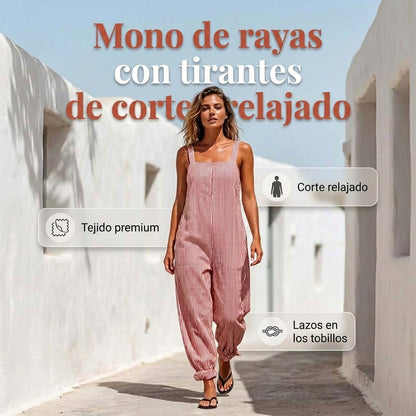Alejandra - Mono a rayas con tirantes