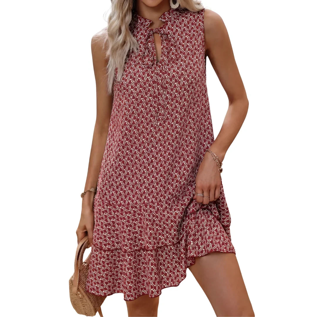 Clara - Vestido motivo bohemio con escote de pico
