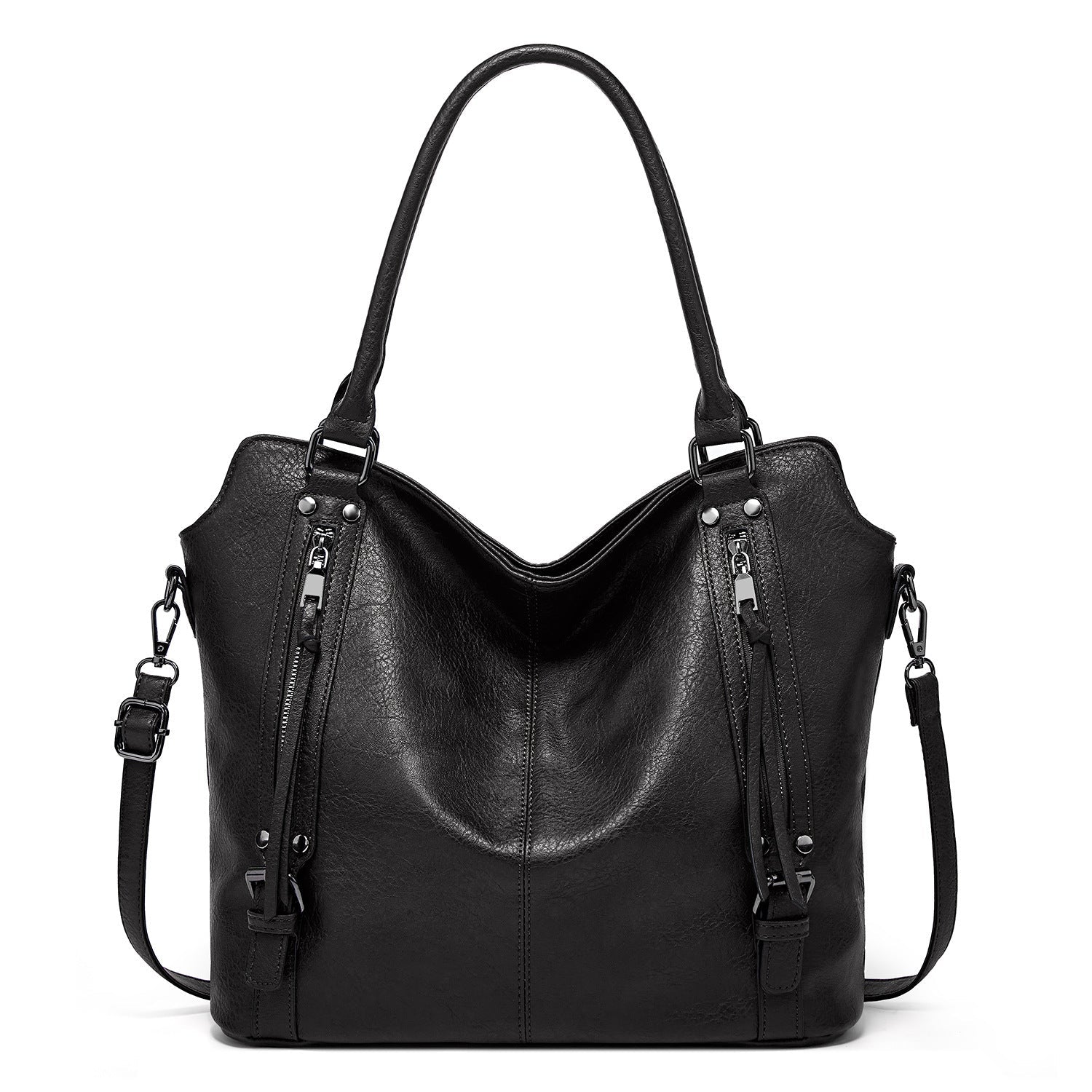 CHIARA - Bolso Grande para el Día a Día multibolsillos con clutch - Negro - CARMEN VELVET