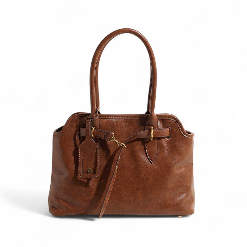 MALYA - Bolso Grande en cuero liso - Marrón - CARMEN VELVET