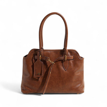 MALYA - Bolso Grande en cuero liso - Marrón - CARMEN VELVET