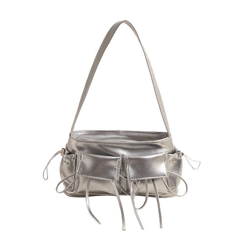 REIS - Bolso en charol elegante con bandolera - Plateado - CARMEN VELVET