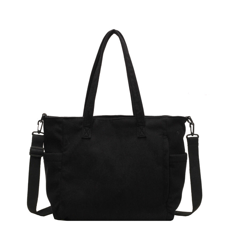 WILLA - Bolso Grande de día a día en pana - Negro - CARMEN VELVET