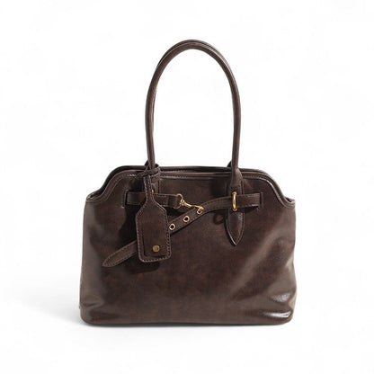 MALYA - Bolso Grande en cuero liso - Café - CARMEN VELVET
