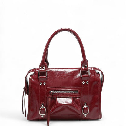 MAELYS - Bolso cuero de tendencia Vintage - Rojo - CARMEN VELVET