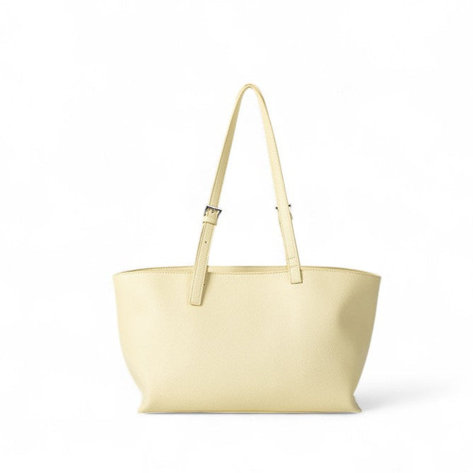 EDEN - Bolso Grande en cuero liso - Amarillo - CARMEN VELVET