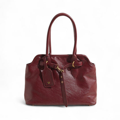 MALYA - Bolso Grande en cuero liso - Burdeos - CARMEN VELVET