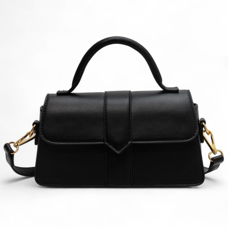 AMA - Bolso Pequeño en cuero liso - Negro - CARMEN VELVET