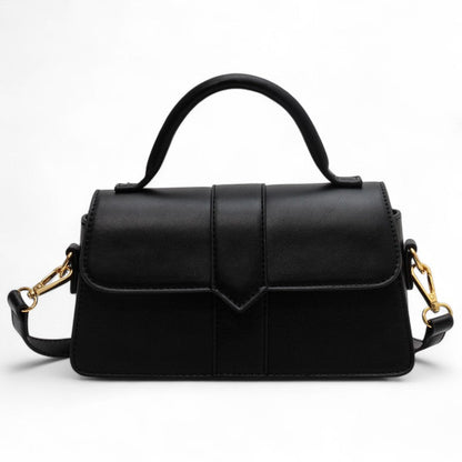 AMA - Bolso Pequeño en cuero liso - Negro - CARMEN VELVET
