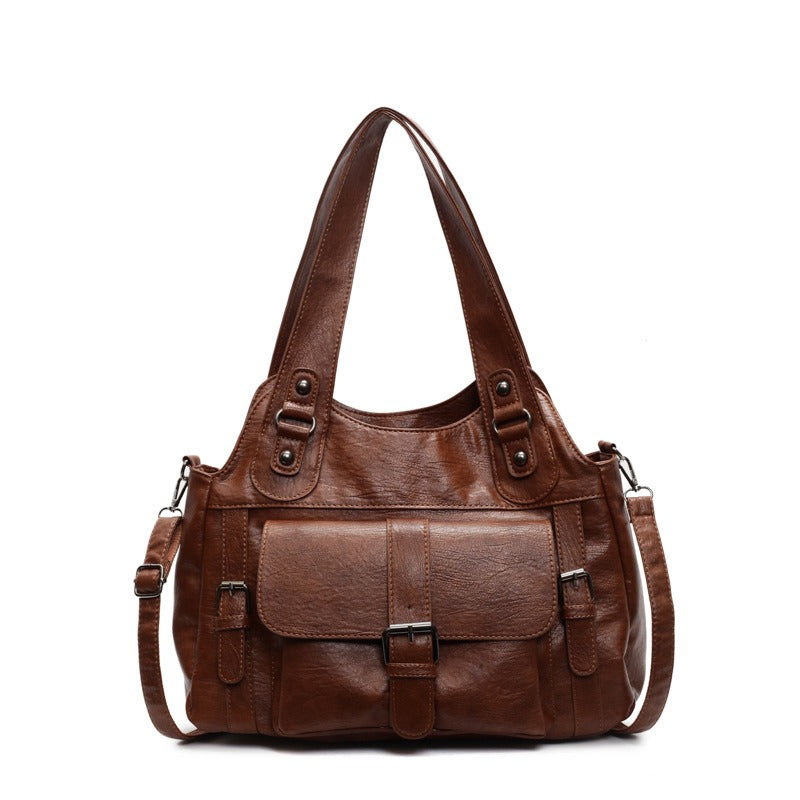 SEFA - Bolso para el Día a Día Vintage y práctico - Marrón - CARMEN VELVET