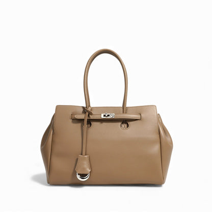 IRVA - Bolso de Mujer en cuero con bandolera y cierre metálico - Beige - CARMEN VELVET