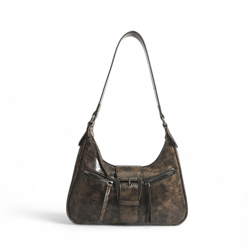 LAURIE - Bolso Chic en cuero Vintage - Café - CARMEN VELVET