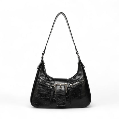 LAURIE - Bolso Chic en cuero Vintage - Negro - CARMEN VELVET