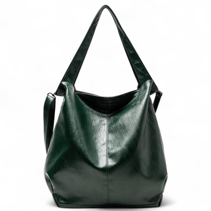 CANDICE - Bolso Bandolera Grande en cuero suave - Verde - CARMEN VELVET