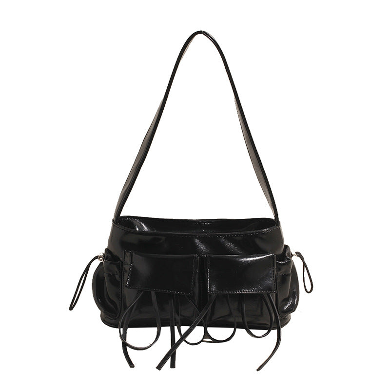 REIS - Bolso en charol elegante con bandolera - Negro - CARMEN VELVET