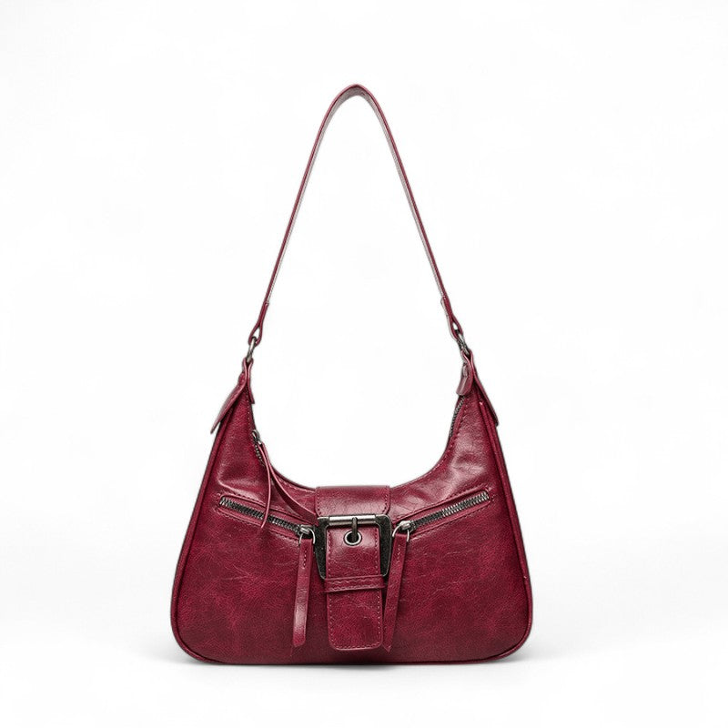 LAURIE - Bolso Chic en cuero Vintage - Rojo - CARMEN VELVET