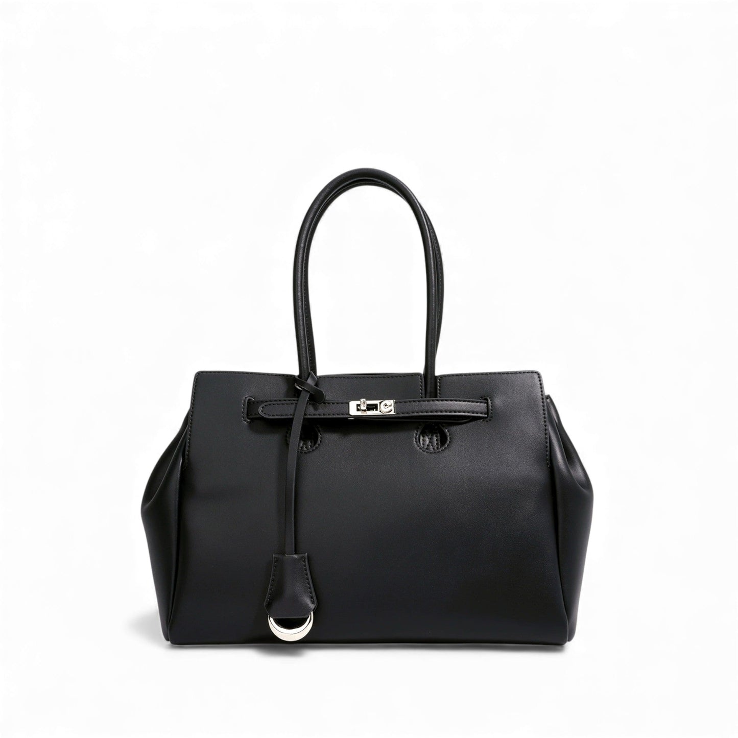 IRVA - Bolso de Mujer en cuero con bandolera y cierre metálico - Negro - CARMEN VELVET