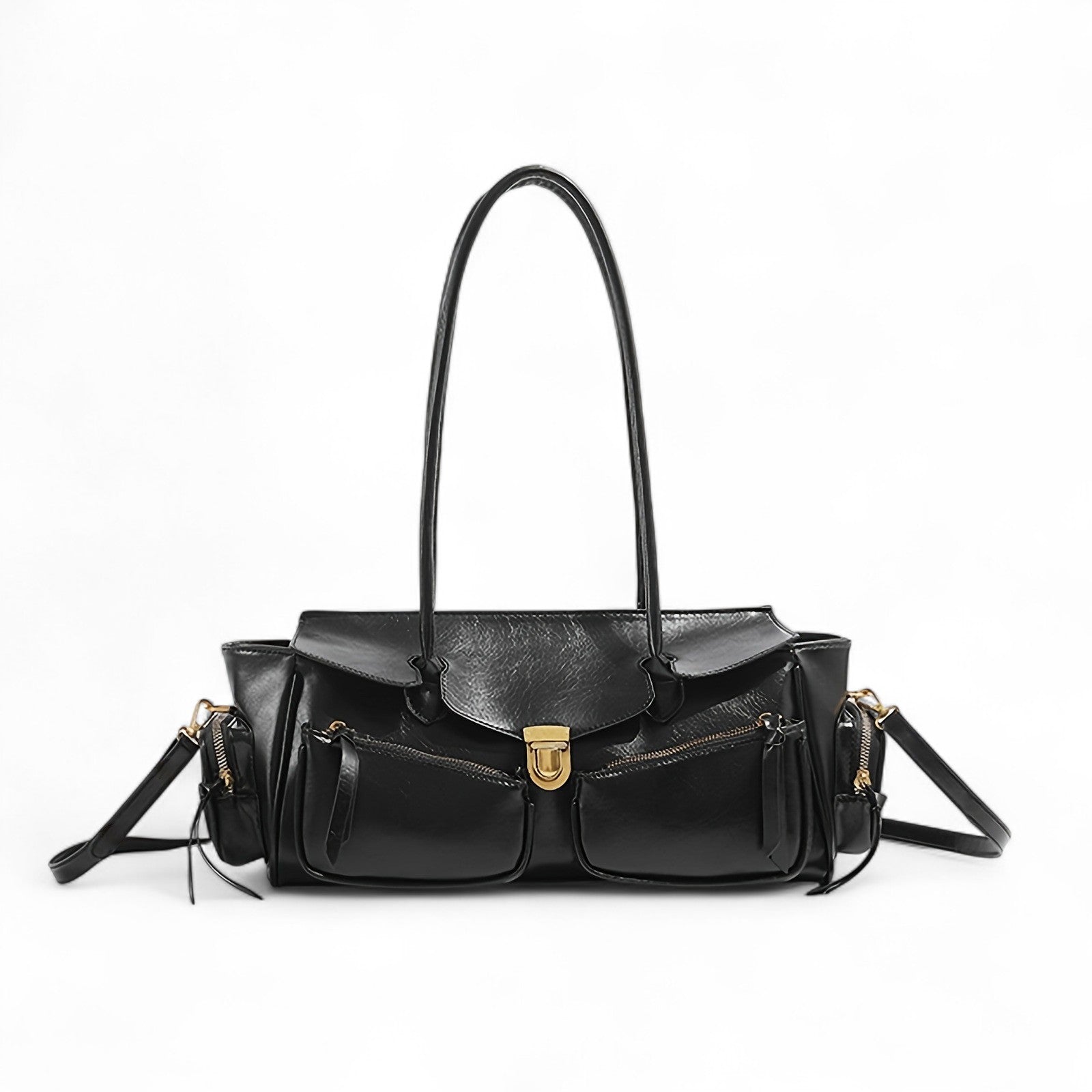 FIOLINE - Bolso en cuero estilo retro - Negro - CARMEN VELVET