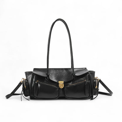 FIOLINE - Bolso en cuero estilo retro - Negro - CARMEN VELVET