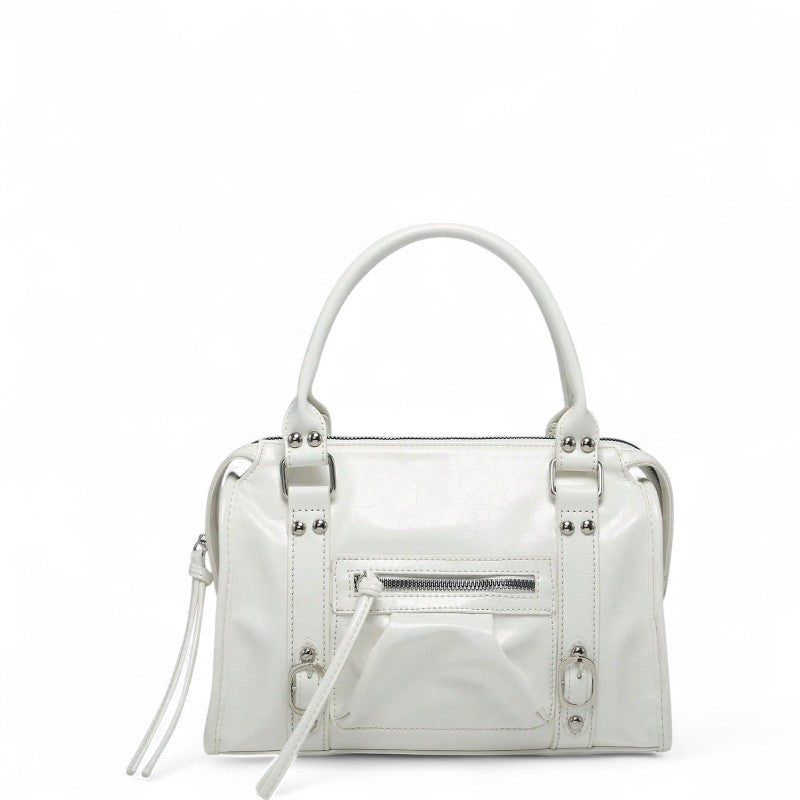MAELYS - Bolso cuero de tendencia Vintage - Blanco - CARMEN VELVET