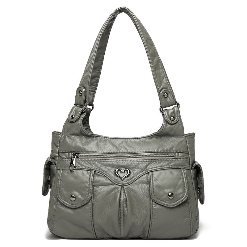 VICKY - Bolso en cuero organizado - Gris - CARMEN VELVET