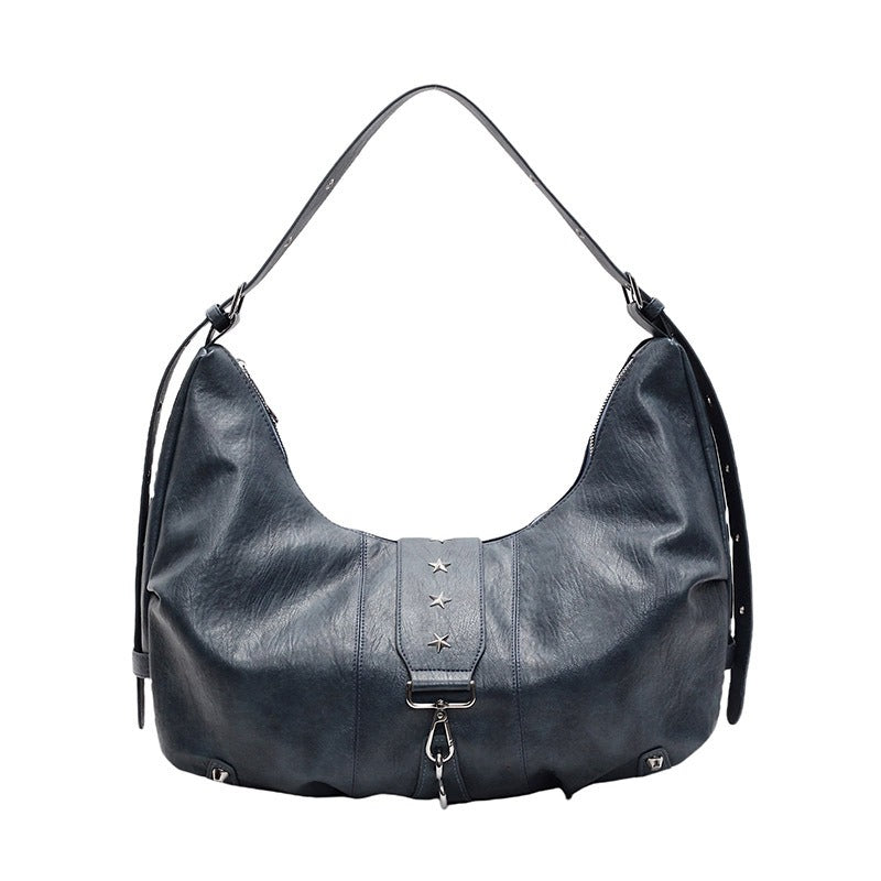 VANDEN - Bolso tipo messenger para el día a día en cuero - Azul - CARMEN VELVET