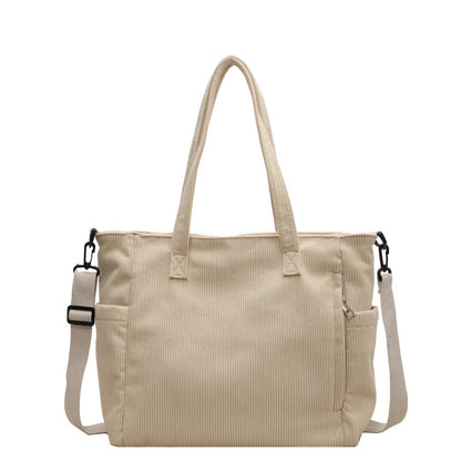 WILLA - Bolso Grande de día a día en pana - Beige - CARMEN VELVET